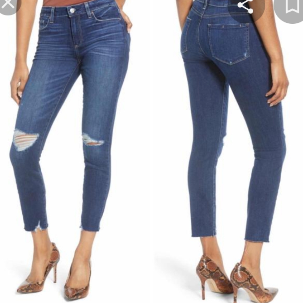 PAIGE Verdugo Ankle Hallie Denim Jeans Super Soft Factory Distressed Lady's 29